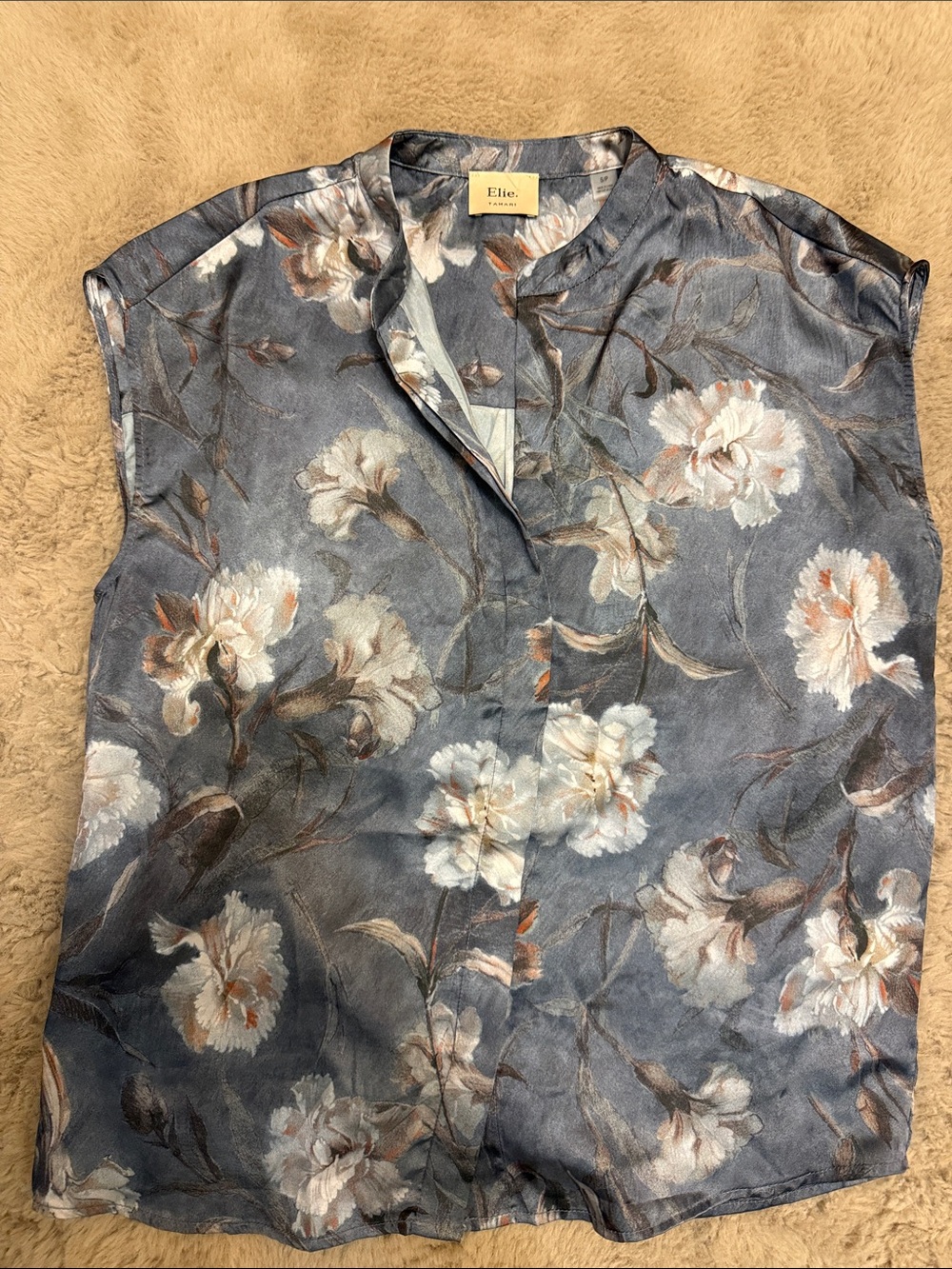 Elie Tahari Blue Floral Silk Blouse